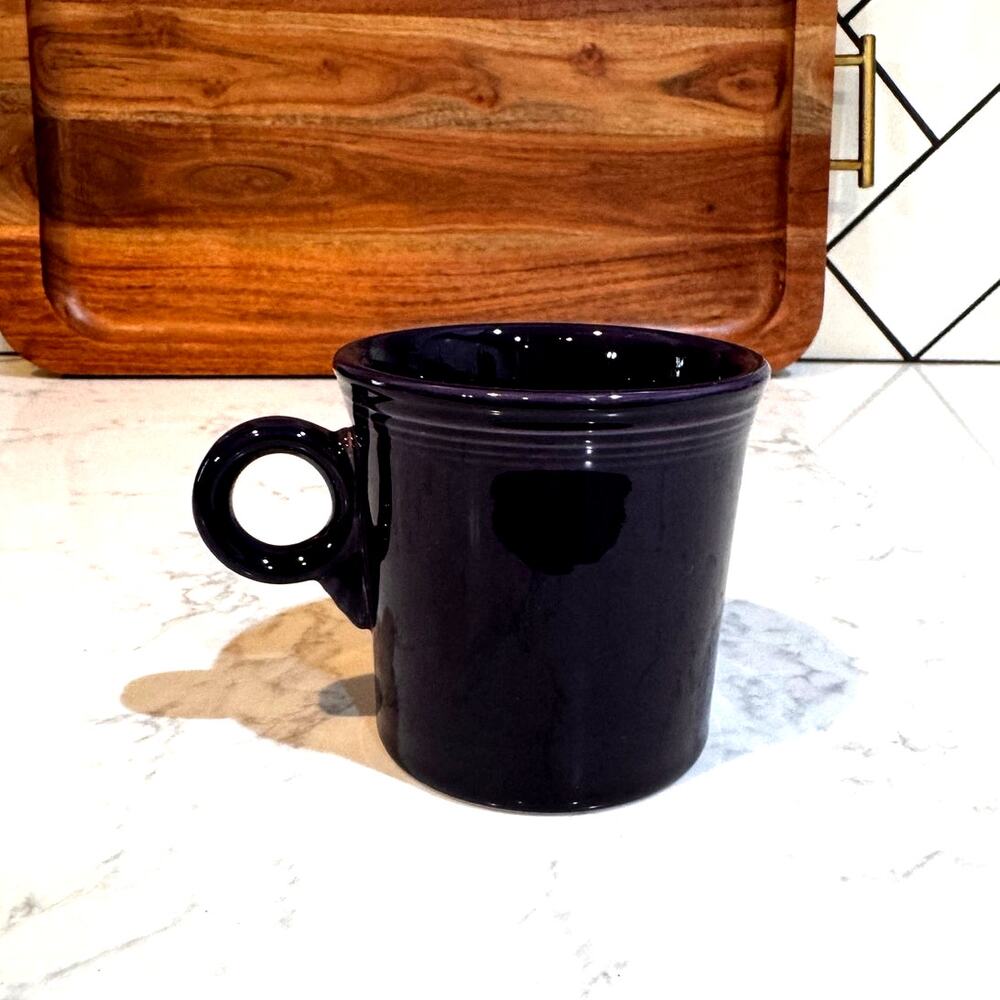 Fiesta Ring Handle Mug made by Homer Laughlin vintage 80s dark purple stoneware